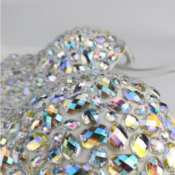 Size Small Absolutely Stunning White AB Embellished Gem Stone Corset Bustier - Picture 5 of 9